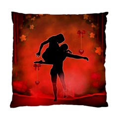 Dancing Couple On Red Background With Flowers And Hearts Standard Cushion Case (two Sides) by FantasyWorld7