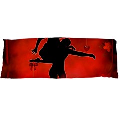 Dancing Couple On Red Background With Flowers And Hearts Body Pillow Case Dakimakura (two Sides) by FantasyWorld7