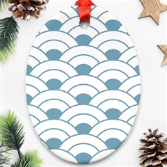 Art Deco,shell Pattern,teal,white Ornament (oval) by NouveauDesign