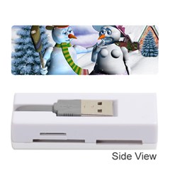 Funny, Cute Snowman And Snow Women In A Winter Landscape Memory Card Reader (stick)  by FantasyWorld7