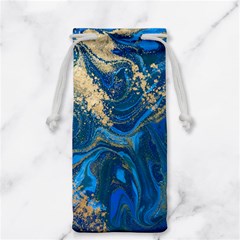 Ocean Blue Gold Marble Jewelry Bag by NouveauDesign