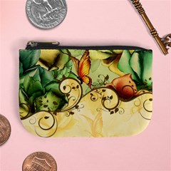 Wonderful Flowers With Butterflies, Colorful Design Mini Coin Purses by FantasyWorld7