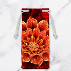 Beautiful Ruby Red Dahlia Fractal Lotus Flower Jewelry Bag by jayaprime