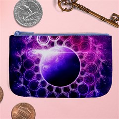 Beautiful Violet Nasa Deep Dream Fractal Mandala Large Coin Purse by jayaprime