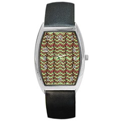 Zig Zag Multicolored Ethnic Pattern Barrel Style Metal Watch by dflcprintsclothing