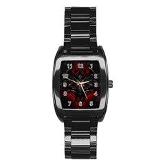 Black Dragon Grunge Stainless Steel Barrel Watch by Celenk