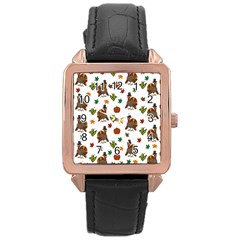 Thanksgiving Turkey  Rose Gold Leather Watch  by Valentinaart