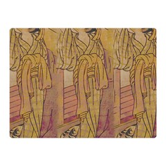 Japanese Geisha With Cat Illustration Double Sided Flano Blanket (mini)  by paulaoliveiradesign