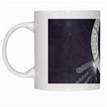 Mandala, Cute Owl On The Moon White Mugs Left