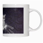 Mandala, Cute Owl On The Moon White Mugs Right