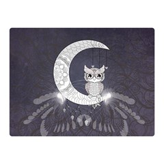 Mandala, Cute Owl On The Moon Double Sided Flano Blanket (mini)  by FantasyWorld7