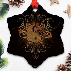 The Sign Ying And Yang With Floral Elements Ornament (snowflake) by FantasyWorld7