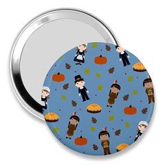 Pilgrims And Indians Pattern - Thanksgiving 3  Handbag Mirrors by Valentinaart