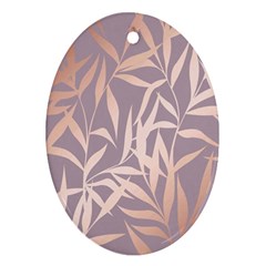 Rose Gold, Asian,leaf,pattern,bamboo Trees, Beauty, Pink,metallic,feminine,elegant,chic,modern,wedding Ornament (oval) by NouveauDesign