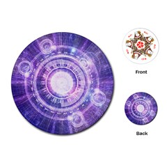 Blue Fractal Alchemy Hud For Bending Hyperspace Playing Cards (round)  by jayaprime