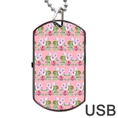 Floral Pattern Dog Tag Usb Flash (two Sides) by SuperPatterns