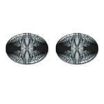 Fractal Blue Lace Texture Pattern Cufflinks (Oval) Front(Pair)