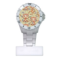Cute Cartoon Monkeys Pattern Plastic Nurses Watch by Bigfootshirtshop