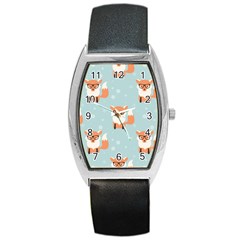 Cute Fox Pattern Barrel Style Metal Watch by Bigfootshirtshop