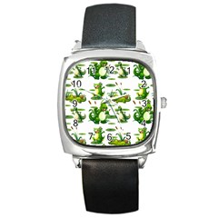 Crocodiles In The Pond Square Metal Watch by Bigfootshirtshop
