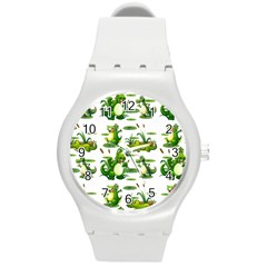 Crocodiles In The Pond Round Plastic Sport Watch (m) by Bigfootshirtshop