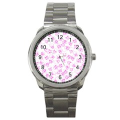 A Lot Of Skulls Pink Sport Metal Watch by jumpercat