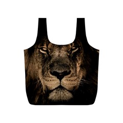 African Lion Mane Close Eyes Full Print Recycle Bags (s)  by BangZart