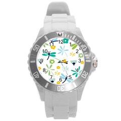 Busy Dragonflies Round Plastic Sport Watch (l) by Bigfootshirtshop