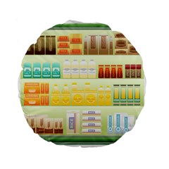 Supermarket Shelf Coffee Tea Grains Standard 15  Premium Flano Round Cushions by Celenk