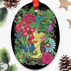 Mandala Figure Nature Girl Ornament (oval) by Celenk