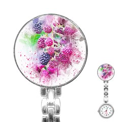 Blackberry Fruit Art Abstract Stainless Steel Nurses Watch by Celenk