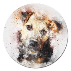 Dog Animal Pet Art Abstract Magnet 5  (round) by Celenk