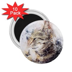 Cat Animal Art Abstract Watercolor 2 25  Magnets (10 Pack)  by Celenk