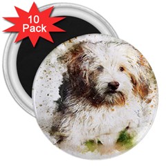 Dog Animal Pet Art Abstract 3  Magnets (10 Pack)  by Celenk