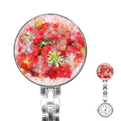 Strawberries Fruit Food Art Stainless Steel Nurses Watch by Celenk