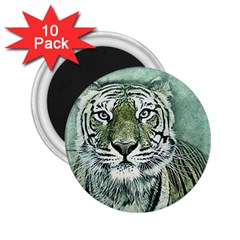 Tiger Cat Art Abstract Vintage 2 25  Magnets (10 Pack)  by Celenk