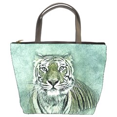Tiger Cat Art Abstract Vintage Bucket Bags by Celenk