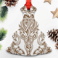 Beautiful Gold Floral Pattern Christmas Tree Ornament (two Sides) by NouveauDesign