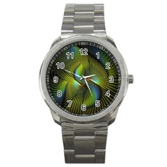 Fractal Abstract Design Fractal Art Sport Metal Watch by Celenk