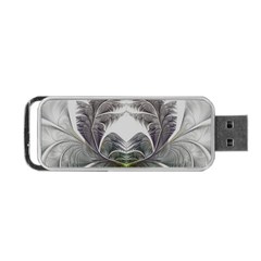 Fractal White Design Pattern Portable Usb Flash (one Side) by Celenk