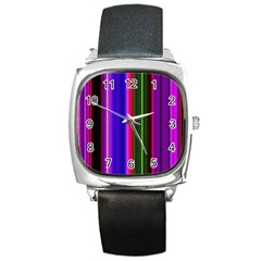 Abstract Background Pattern Textile 4 Square Metal Watch by Celenk