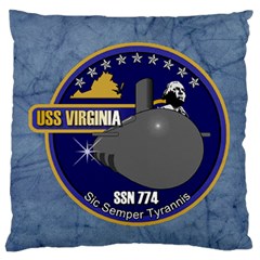 Uss Virginia ( Ssn 774 ) Crest Large Flano Cushion Case (one Side) by Bigfootshirtshop