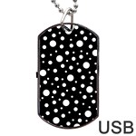 White On Black Polka Dot Pattern Dog Tag USB Flash (Two Sides) Front