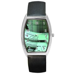 Futuristic Urban Architecture Barrel Style Metal Watch by Celenk