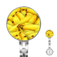 Yellow Banana Fruit Vegetarian Natural Stainless Steel Nurses Watch by Celenk