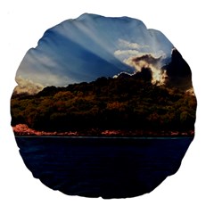 Island God Rays Sky Nature Sea Large 18  Premium Flano Round Cushions by Celenk