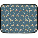 Teal Beige Hats Double Sided Fleece Blanket (Mini)  35 x27  Blanket Front