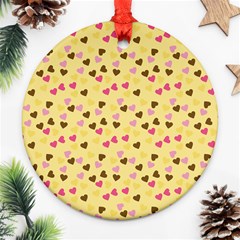 Beige Hearts Round Ornament (two Sides) by snowwhitegirl