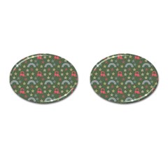 Music Stars Grass Green Cufflinks (oval) by snowwhitegirl
