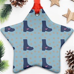 Deer Boots Teal Blue Ornament (star) by snowwhitegirl